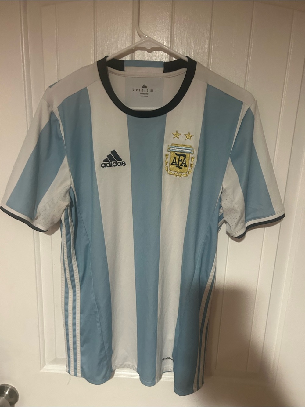 adidas Argentina Football Jersey - Light Blue & White with Gold Crest